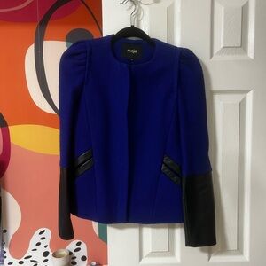 Maje Women's Blue Jacket with Black Accents